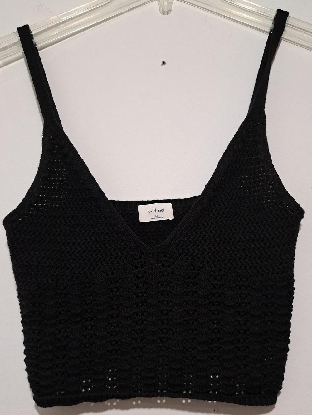 Wilfred Black Crochet Knit V-Neck Camisole